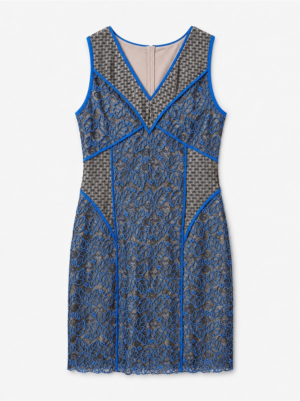 Nikibiki Blue Black Lace Overlay Cocktail Dress Size LRG Sleeveless Party Dress